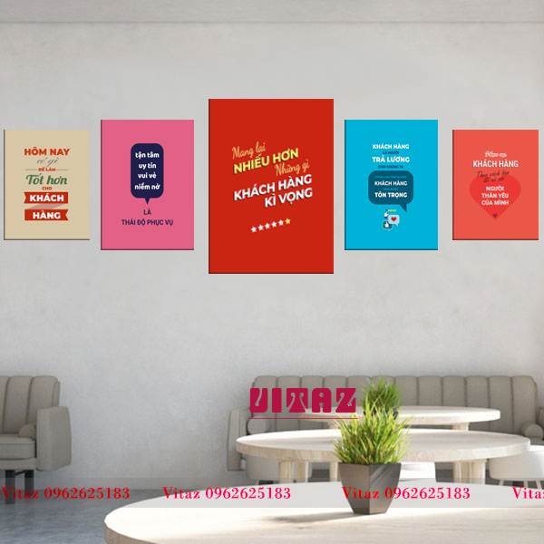 Bộ 5 Tranh khẩu hiệu trang trí văn phòng 02
