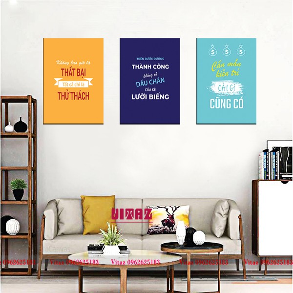 Tranh khẩu hiệu trang trí văn phòng Bộ 3 Tranh