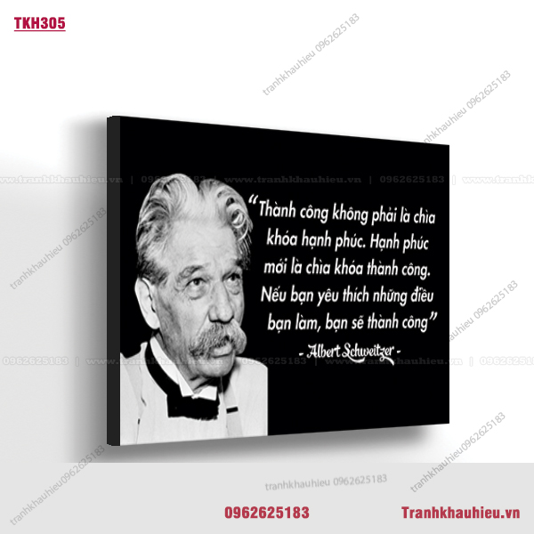 Thành công không phải là chìa khóa hạnh phúc. Hạnh phúc mới là chìa khóa thành công. Nếu bạn yêu thích những điều bạn làm, bạn sẽ thành công -Albert -TKH305